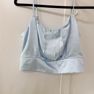 Lulu's Sky Blue Satin Top